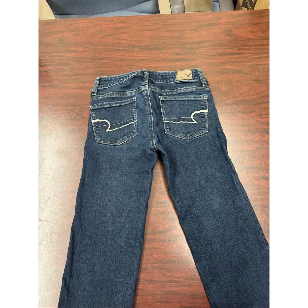 American Eagle Super Stretch Skinny Dark Wash Denim Jeans Size 00 Long - Picture 4 of 7